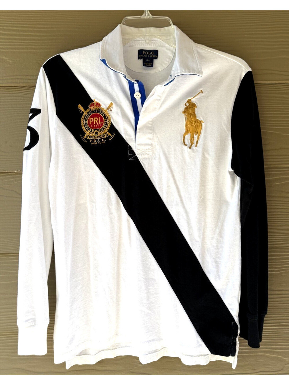 Polo Ralph Lauren Shirt L (14-16) Youth Black White Long Sleeve Crest Striped 3